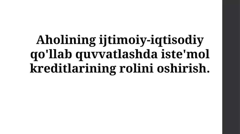 Iste'mol kreditlarini rivojlantirish 1