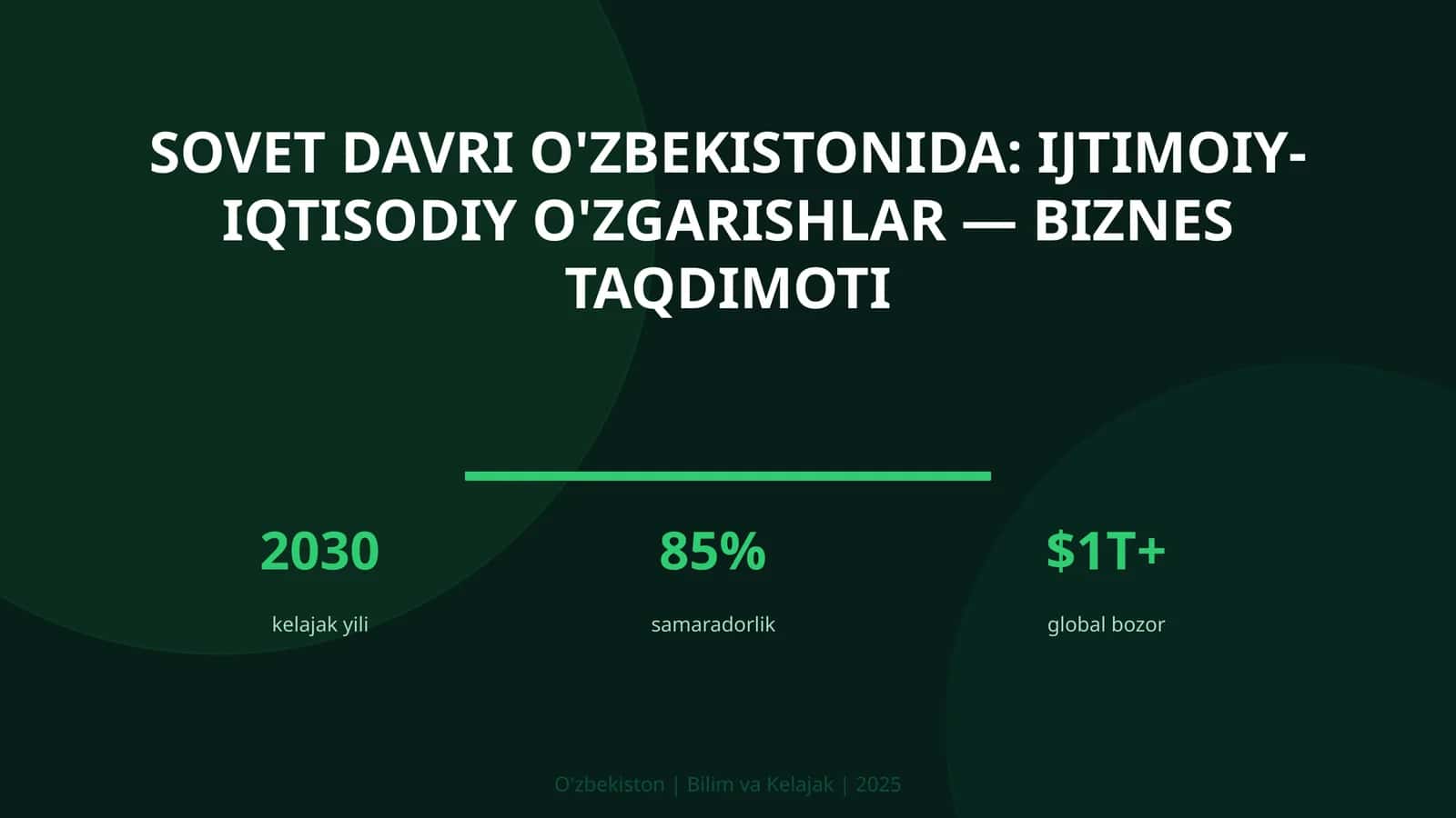 Sovet Davri O'zbekistonida: Ijtimoiy-iqtisodiy O'zgarishlar — Biznes Taqdimoti 1