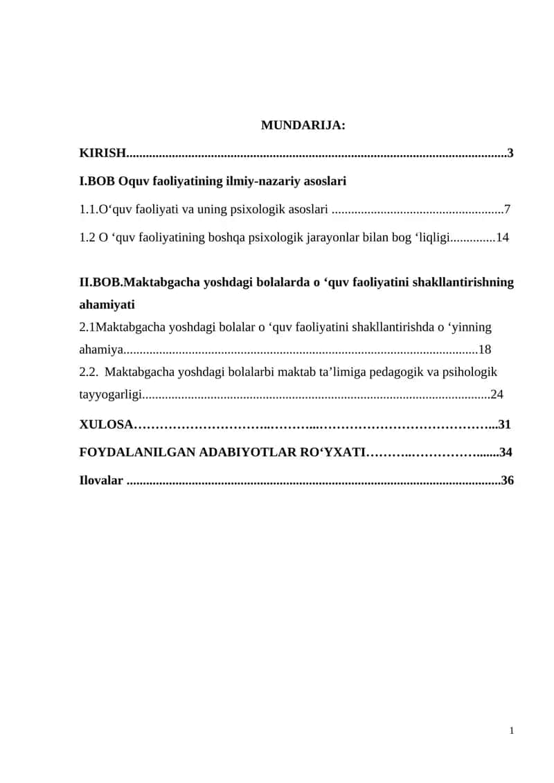 Kurs ishining dolzarbligi.Maktabgacha ta’lim 1