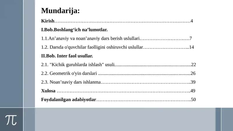 Mundarija:Kirish 1