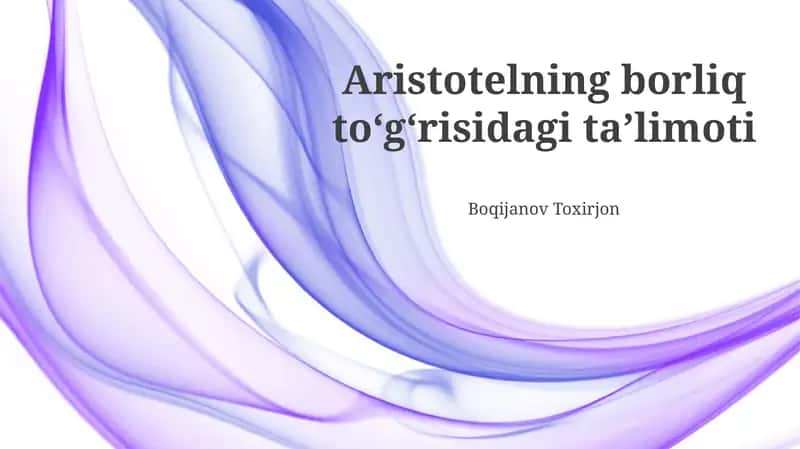 Aristotelning borliq toʻgʻrisidagi taʼlimoti 1
