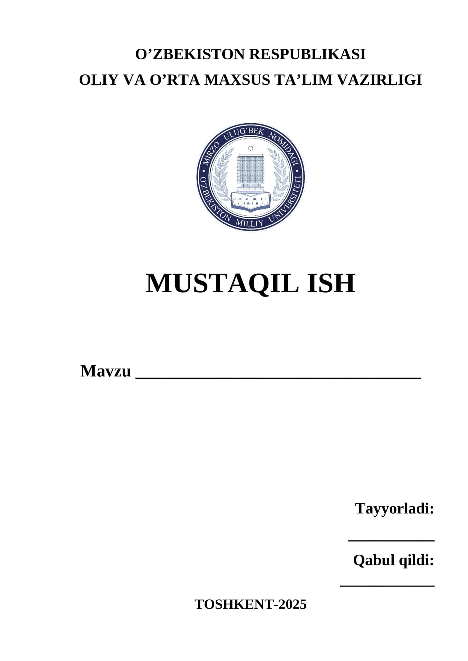 MUSTAQIL ISH 1
