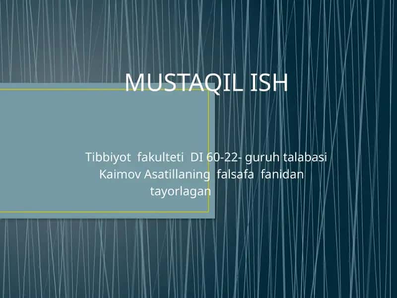 MUSTAQIL ISH 1