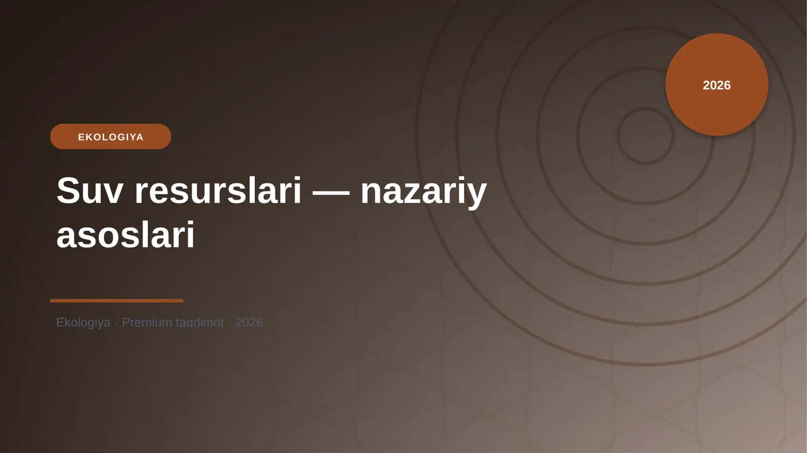 Suv resurslari — nazariy asoslari 1