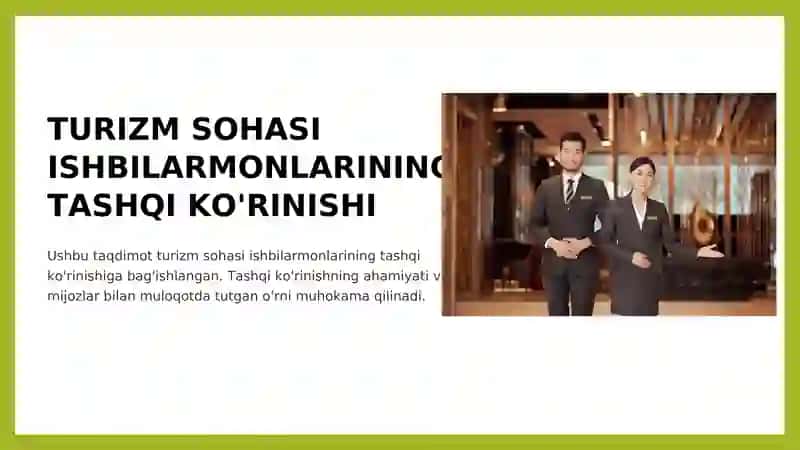 TURIZM SOHASI ISHBILARMONLARINING TASHQI KO'RINISHI 1