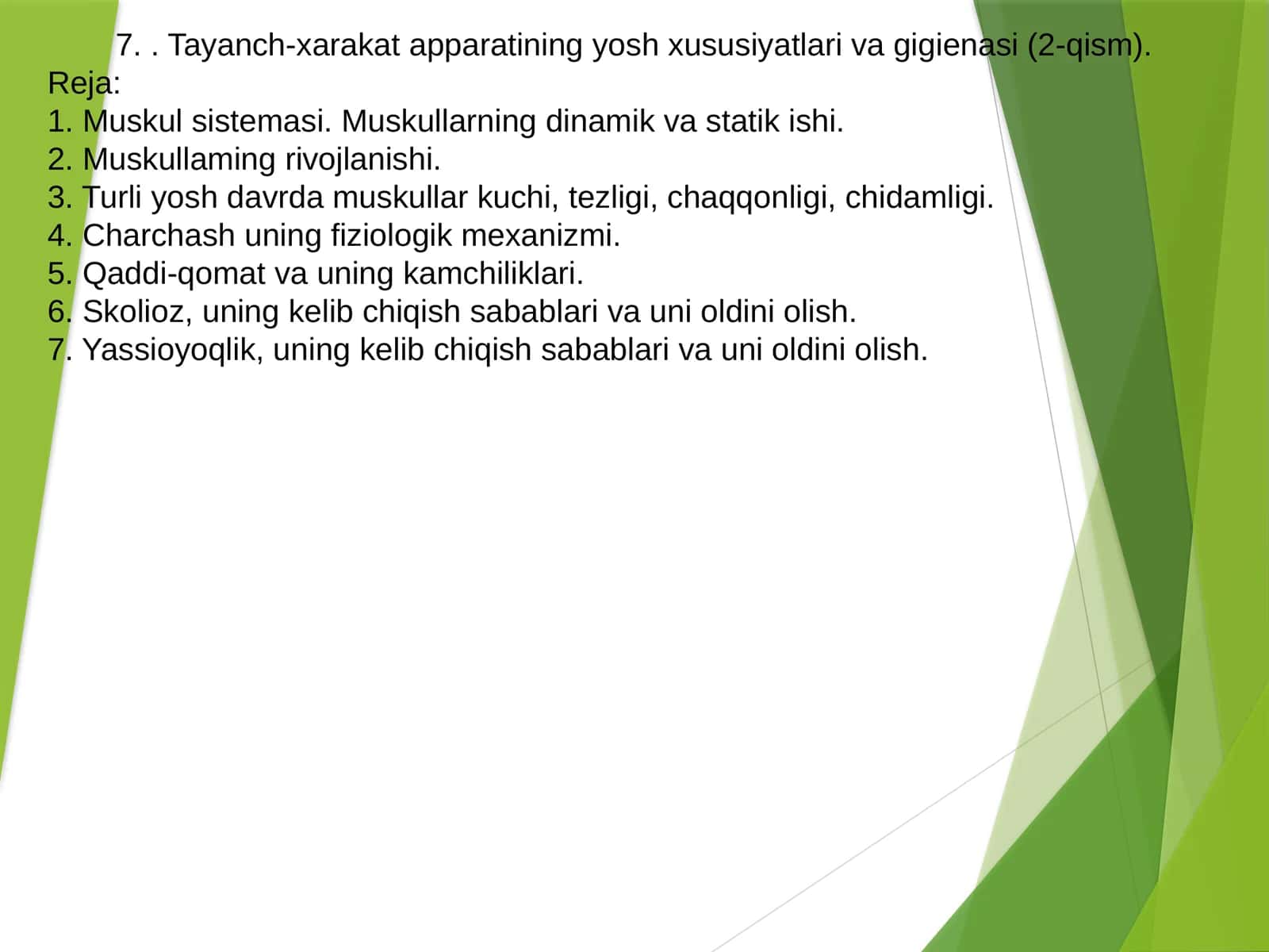 Tayanch-xarakat apparatining yosh xususiyatlari va gigienasi (2-qism) 1