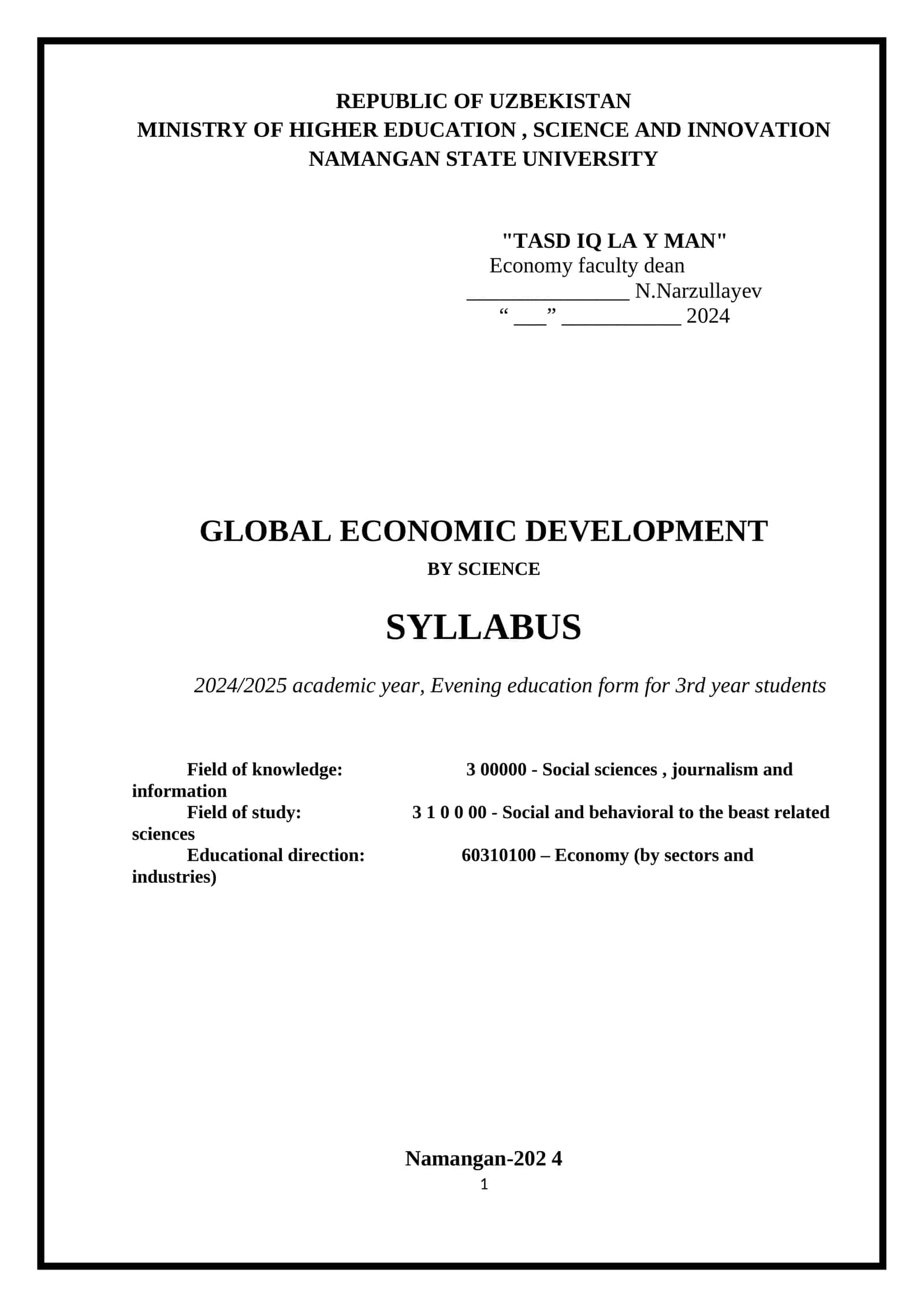 Global economic development 1