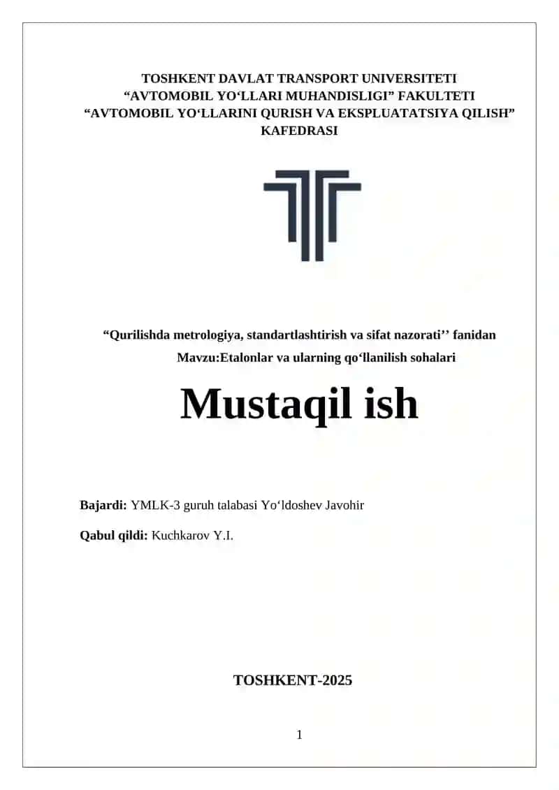 Etalonlar va ularning qo‘llanilish sohalari 1