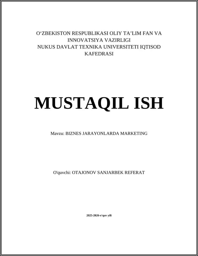 BIZNES JARAYONLARDA MARKETING 1