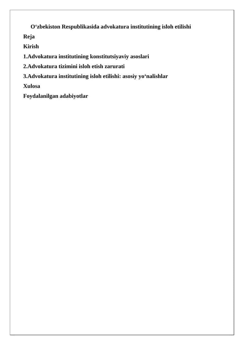 Advokatura institutining isloh etilishi 1