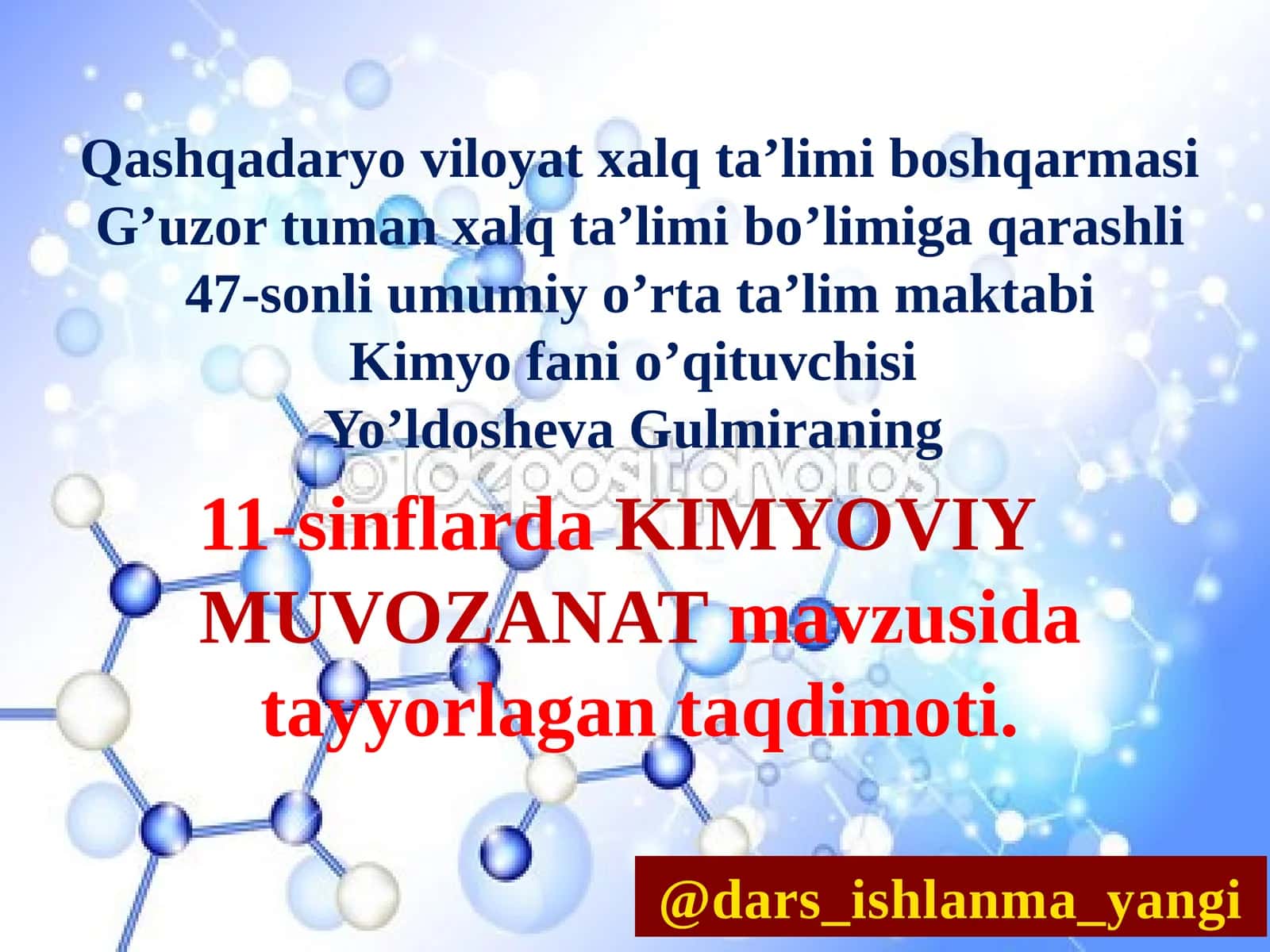 KIMYOVIY MUVOZANAT 1