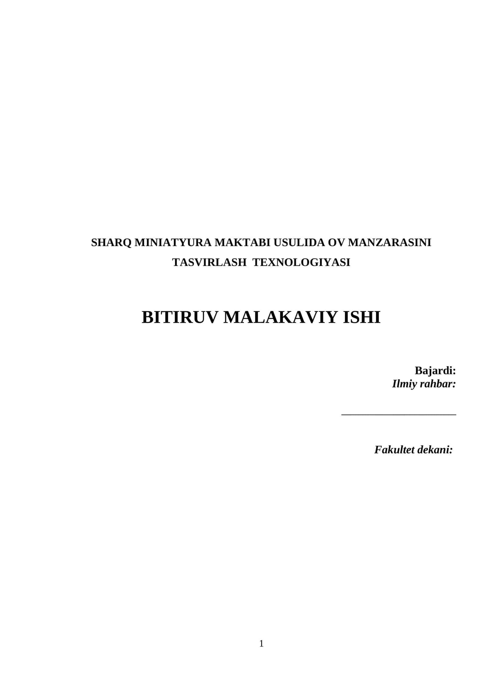 SHARQ MINIATYURA MAKTABI USULIDA OV MANZARASINI TASVIRLASH TEXNOLOGIYASI 1