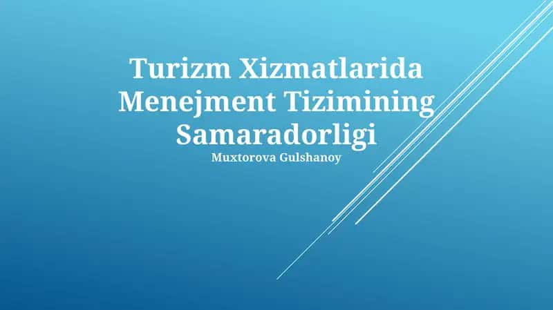 Turizm Xizmatlarida Menejment Tizimining Samaradorligi 1