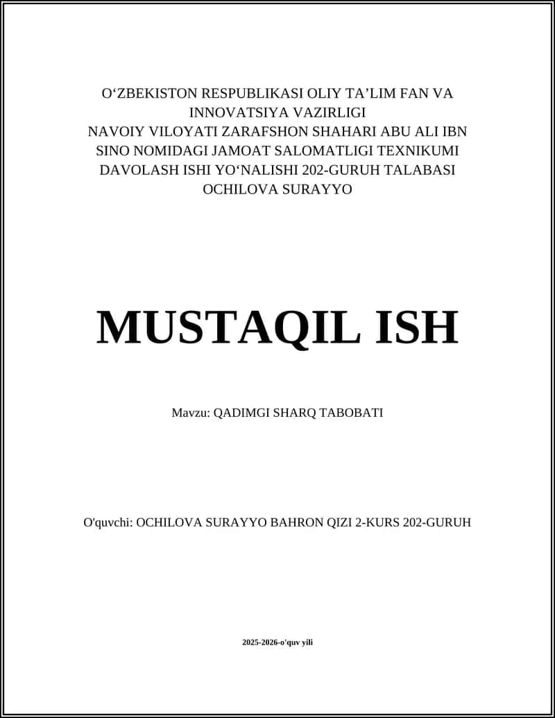 QADIMGI SHARQ TABOBATI 1