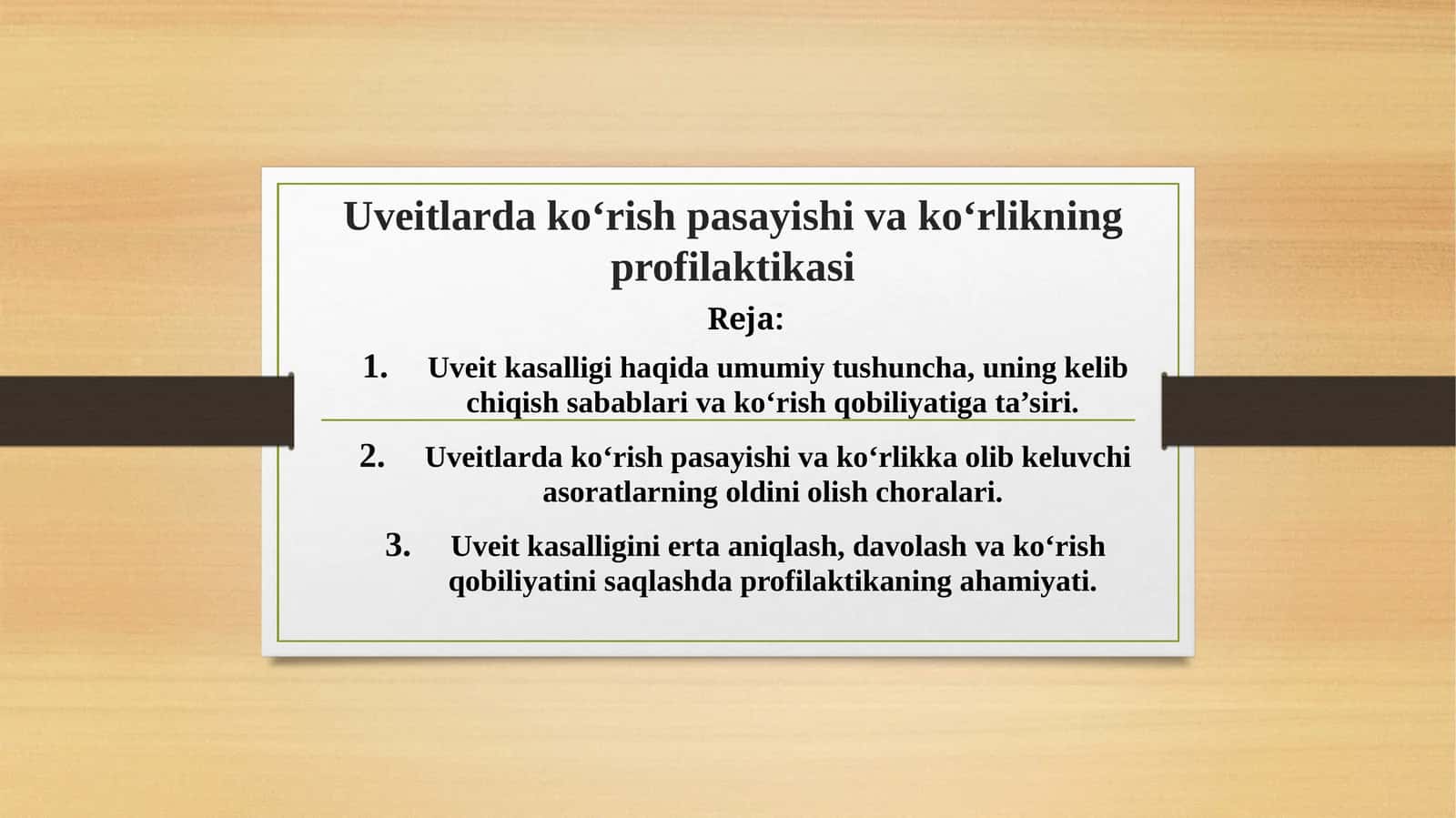 Uveitlarda koʻrish pasayishi va koʻrlikning profilaktikasi 1