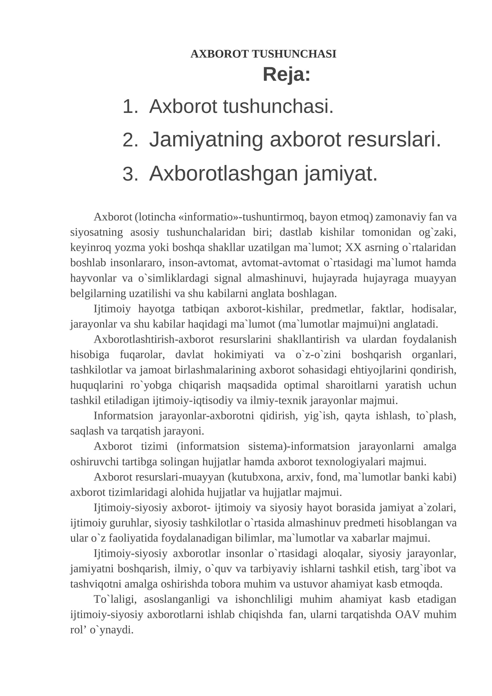 Axborot Tushunchasi 1