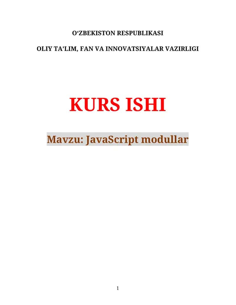 JavaScript modullar 1