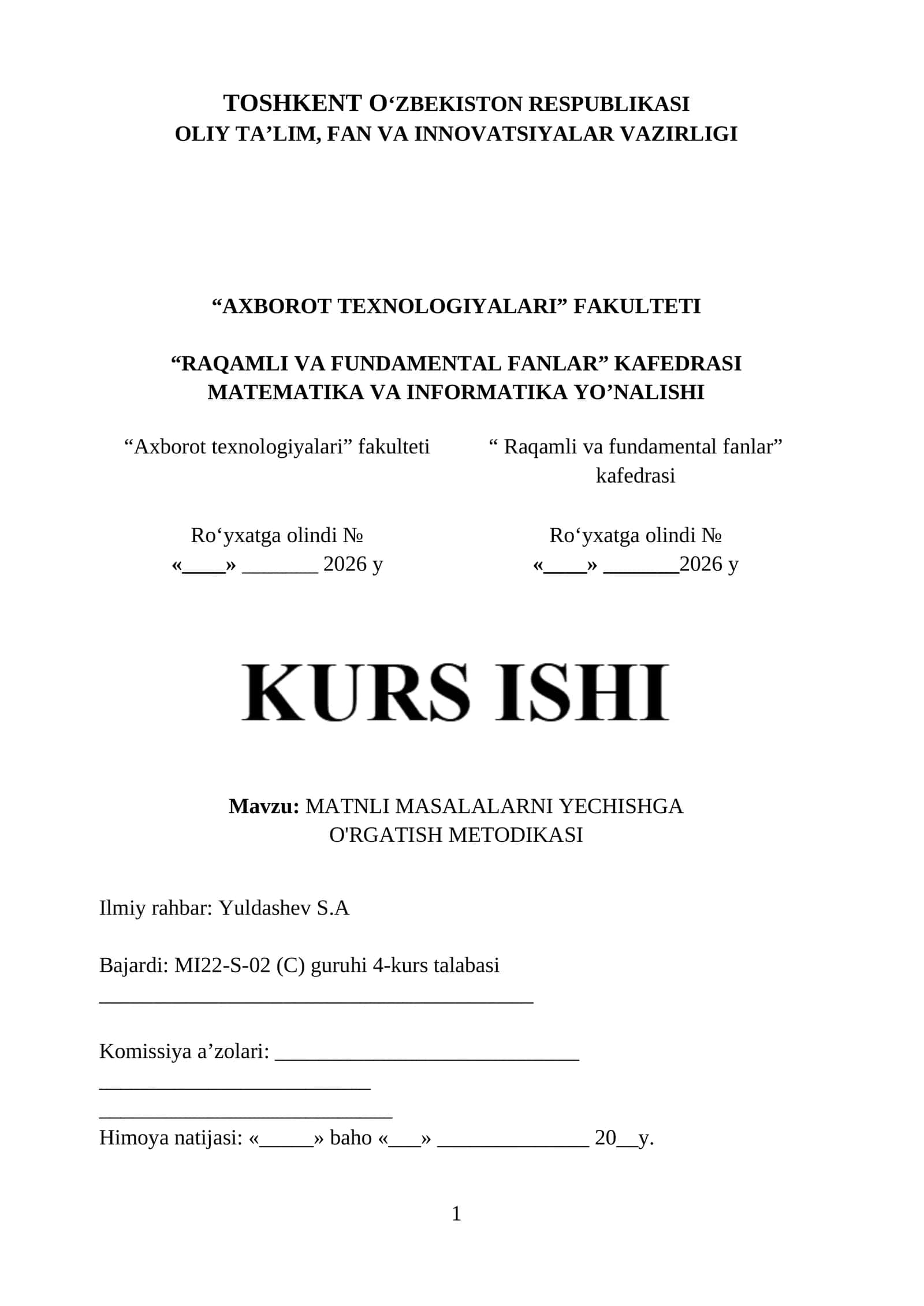 MATNLI MASALALARNI YECHISHGA O'RGATISH METODIKASI 1