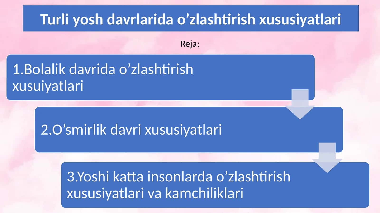 Turli yosh davrlarida o’zlashtirish xususiyatlari 1