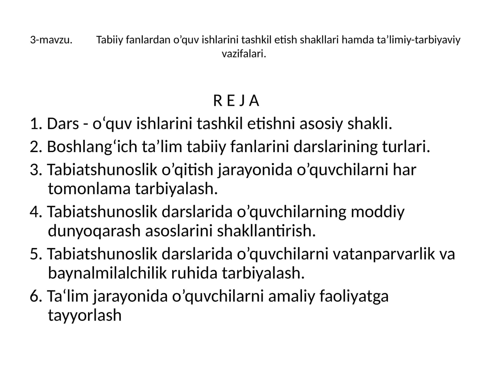 Tabiatshunoslik fanlarini tashkil etish shakllari 1