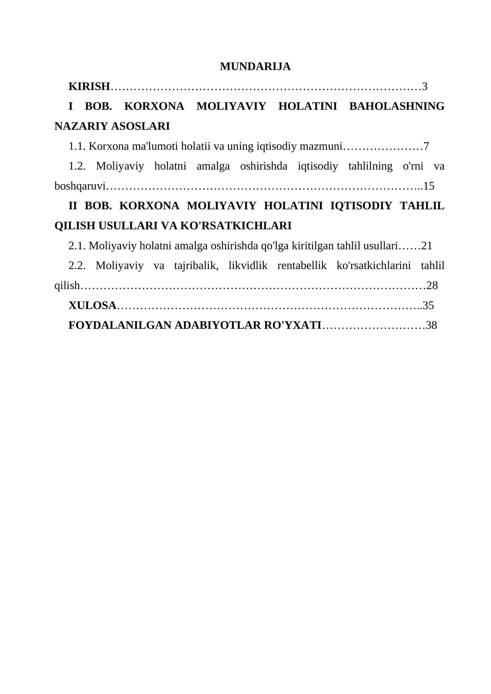 Korxona moliyaviy holatini baholashda iqtisodiy tahlil usullari va moliyaviy ko‘rsatkichlar tizimi 1