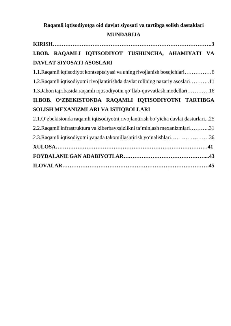 Raqamli iqtisodiyotga oid davlat siyosati va tartibga solish dastaklari 1
