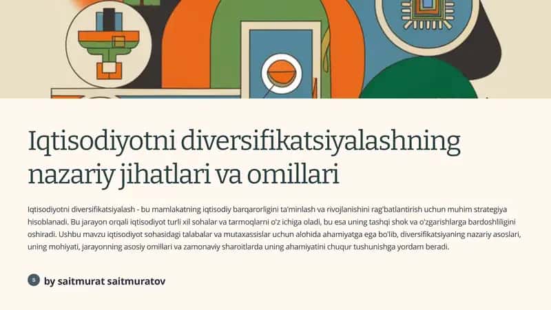 Iqtisodiyotni diversifikatsiyalashning nazariy jihatlari va omillari 1