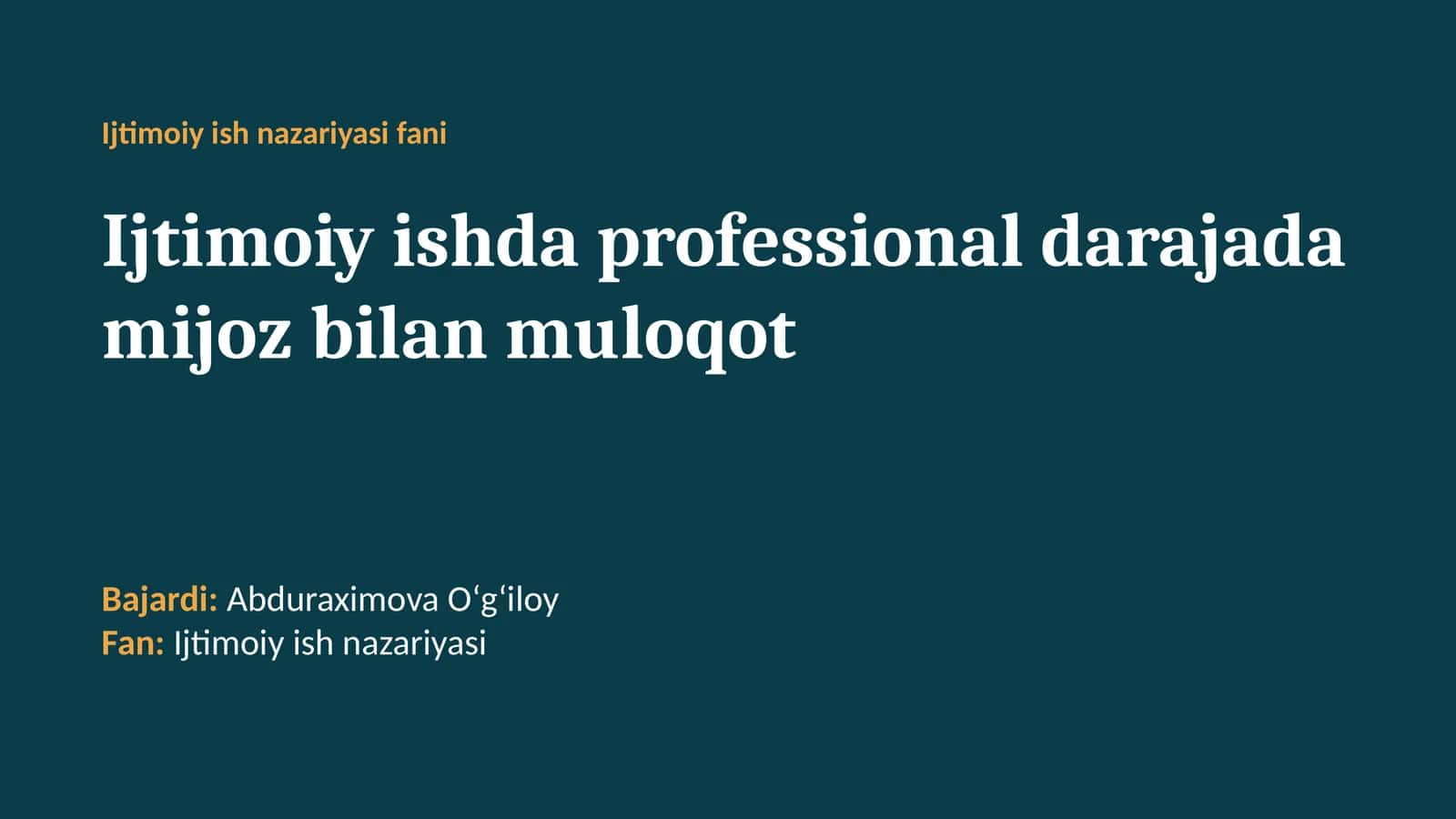 Ijtimoiy ish nazariyasi fani 1