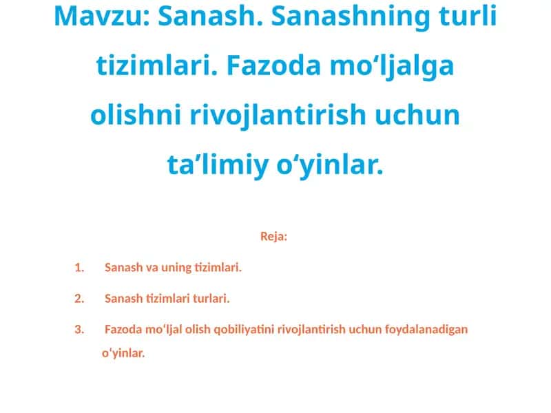 Sanash va uning tizimlari 1