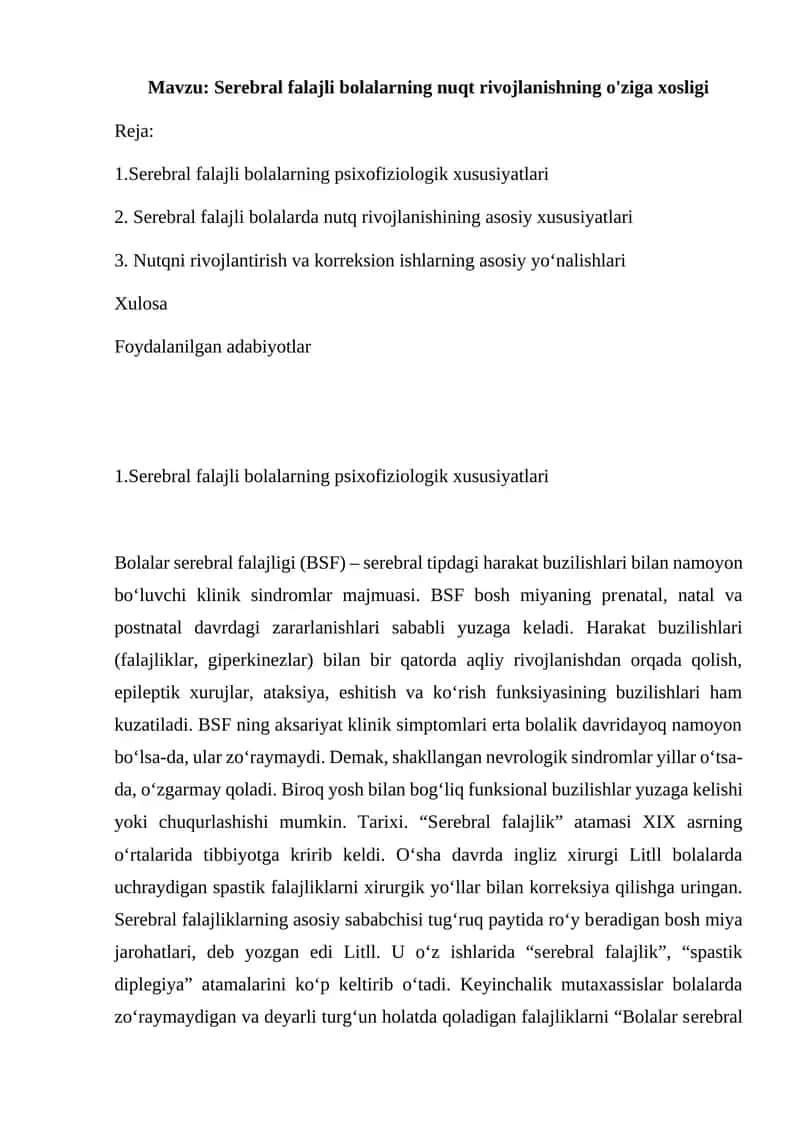 Serebral falajli bolalarning psixofiziologik xususiyatlari 1