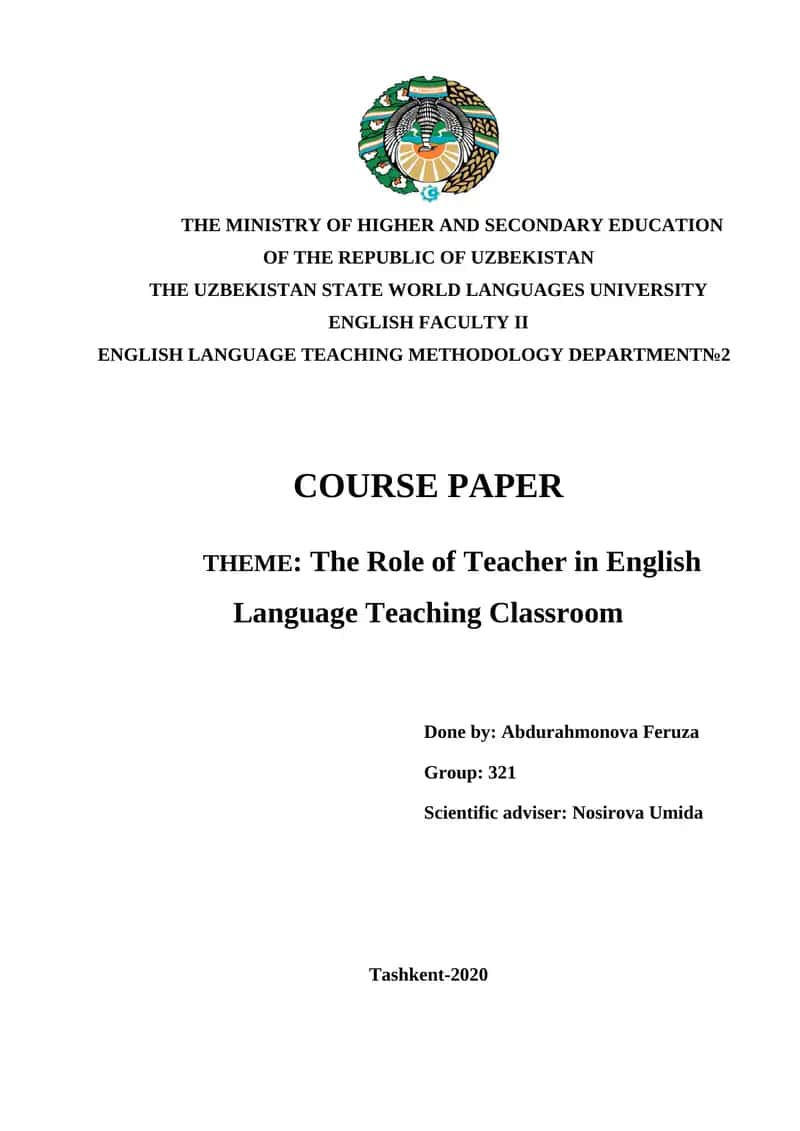 English Language Teaching METHODOLOGY Department 1