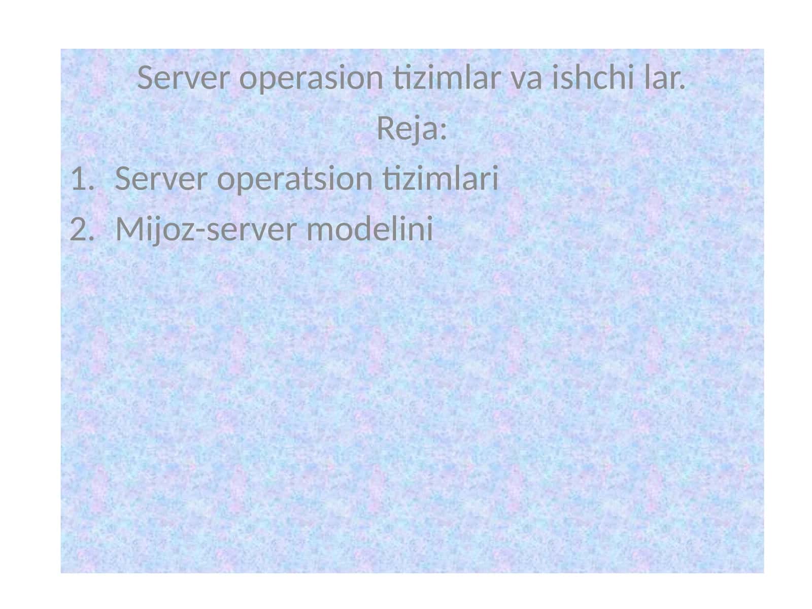 Server operatsion tizimlari 1