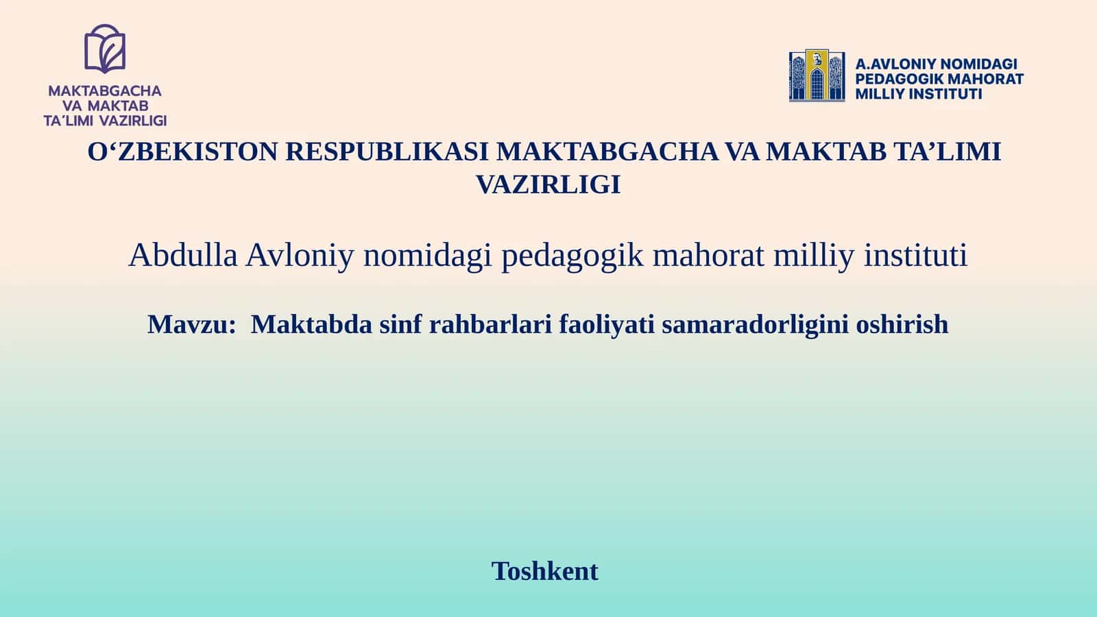 Maktabda sinf rahbarlari faoliyati samaradorligini oshirish 1