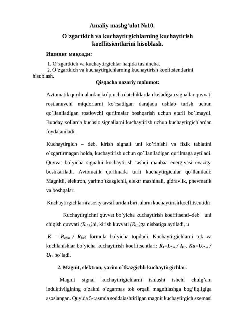 Amaliy mashg’ulot №10 1