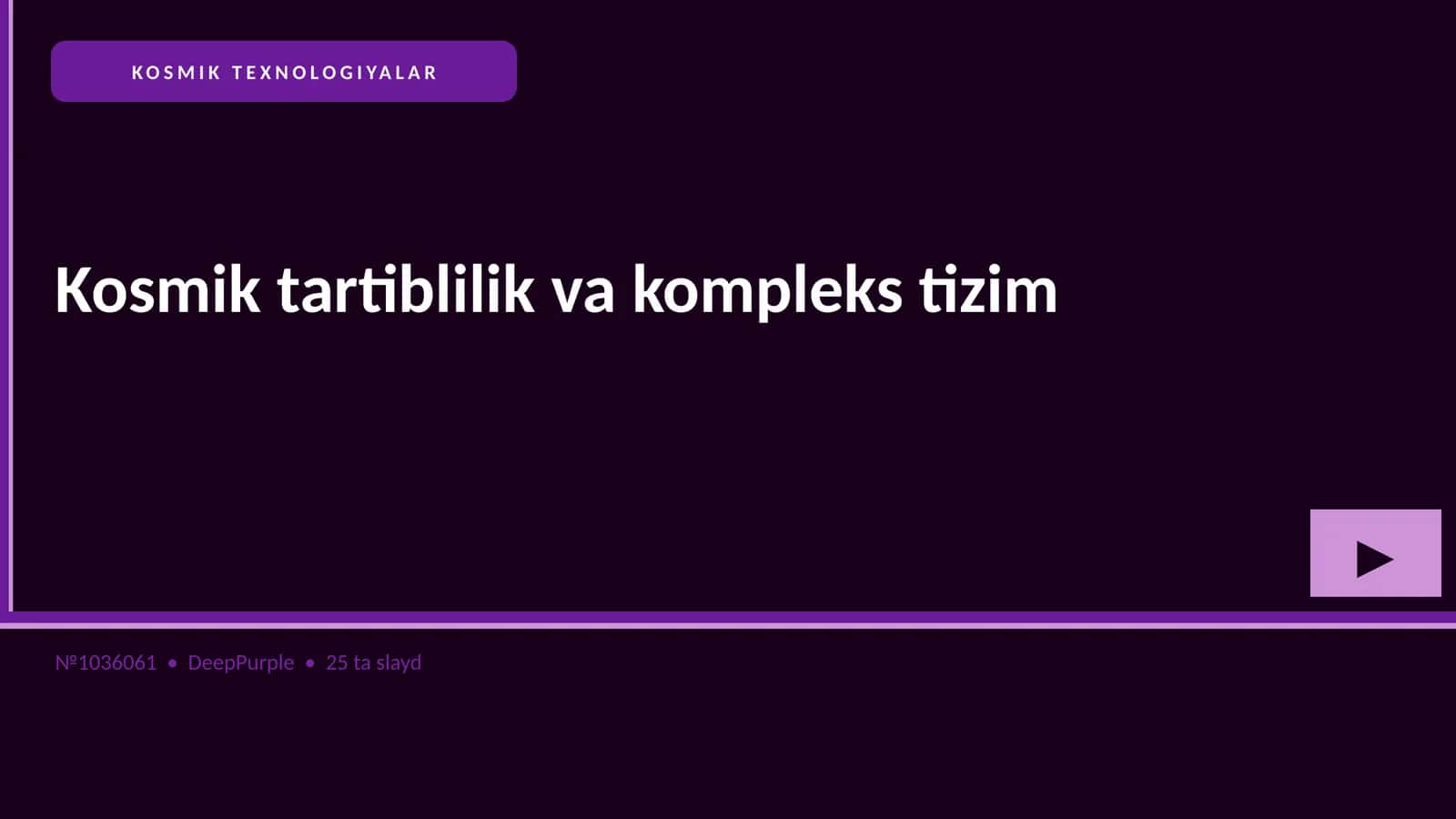 Kosmik tartiblilik va kompleks tizim 1