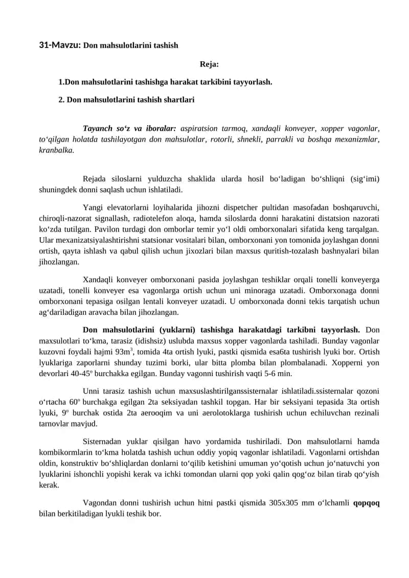 Don mahsulotlarini tashish 1