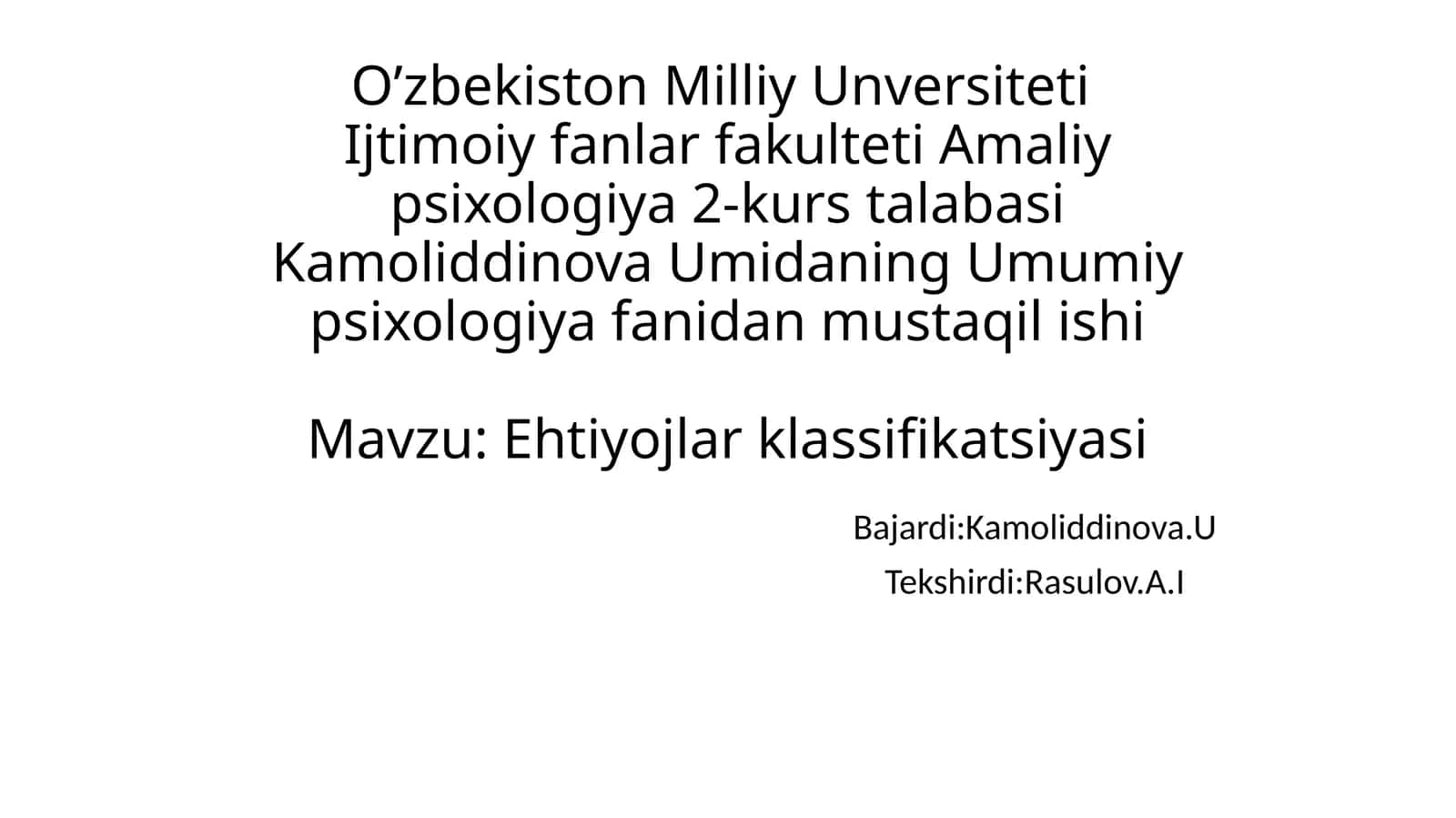 Ehtiyojlar klassifikatsiyasi 1