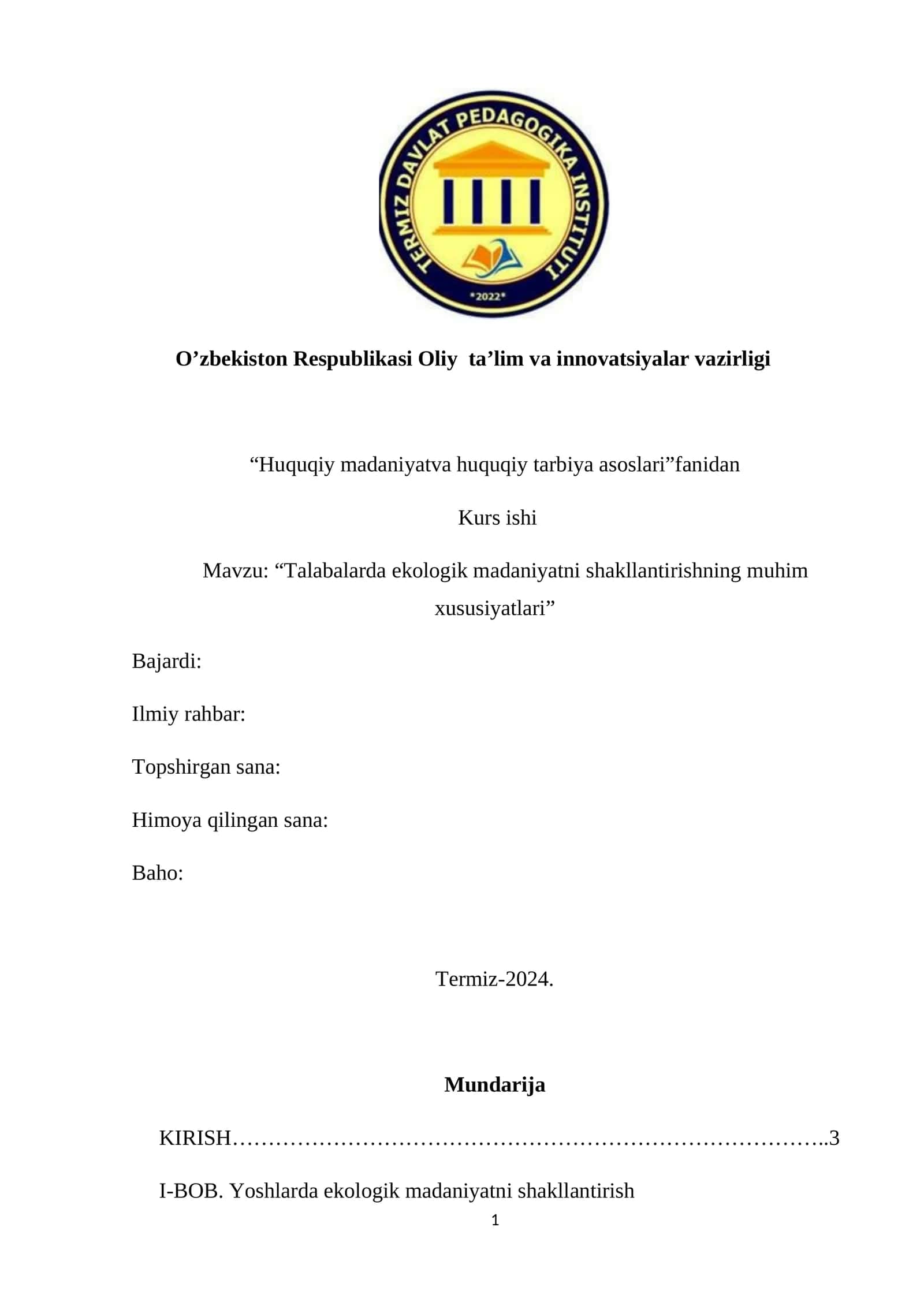 Talabalarda ekologik madaniyatni shakllantirishning muhim xususiyatlari 1