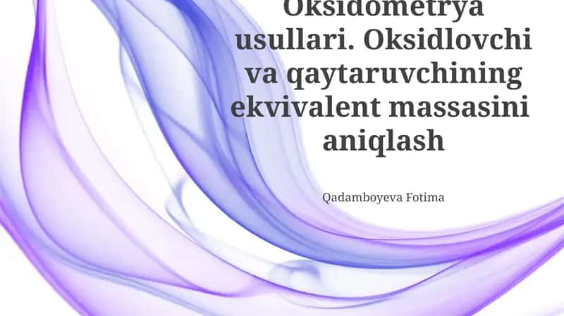 Oksidometrya usullari 1