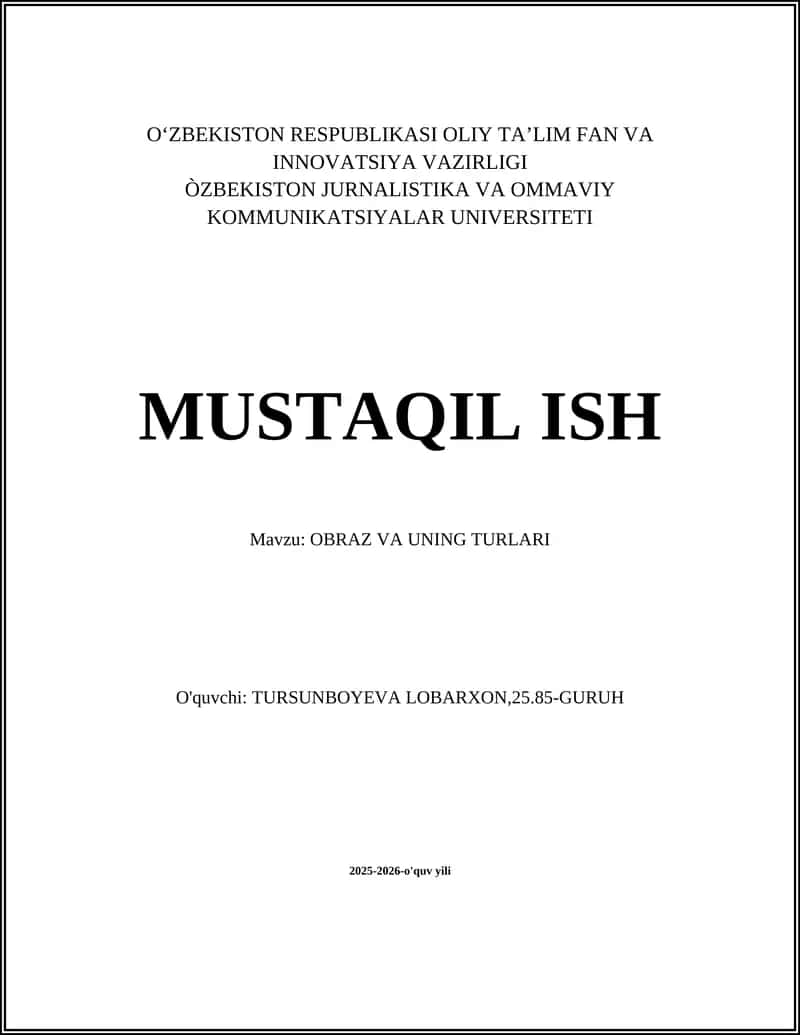 OBRAZ VA UNING TURLARI 1