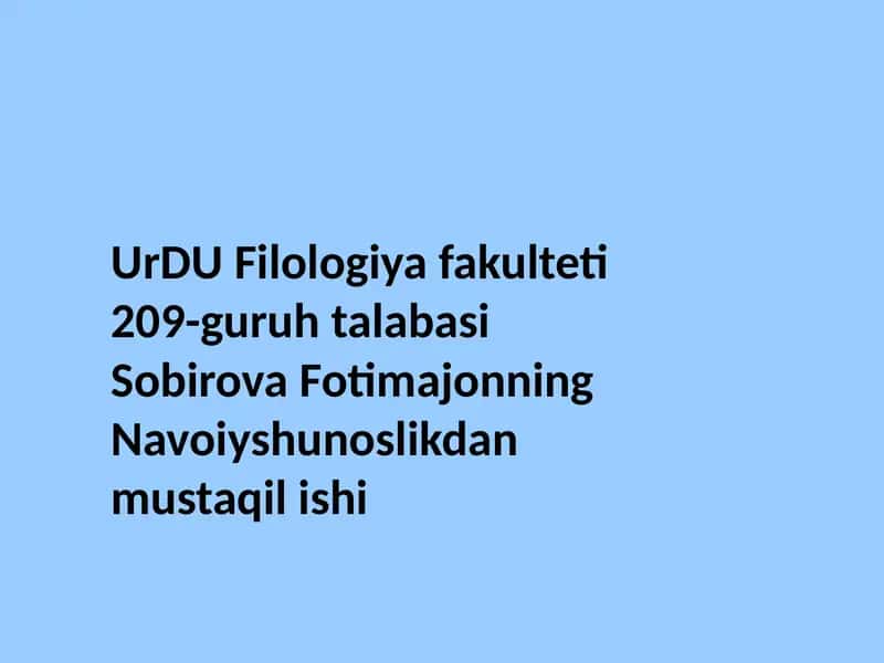 Sobirova Fotimajonning Navoiyshunoslikdan Mustaqilishi 1