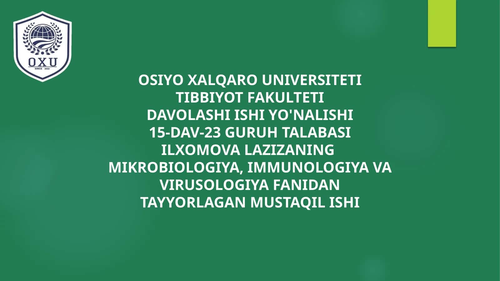 Immunopatologiya haqida ma'lumotlar 1