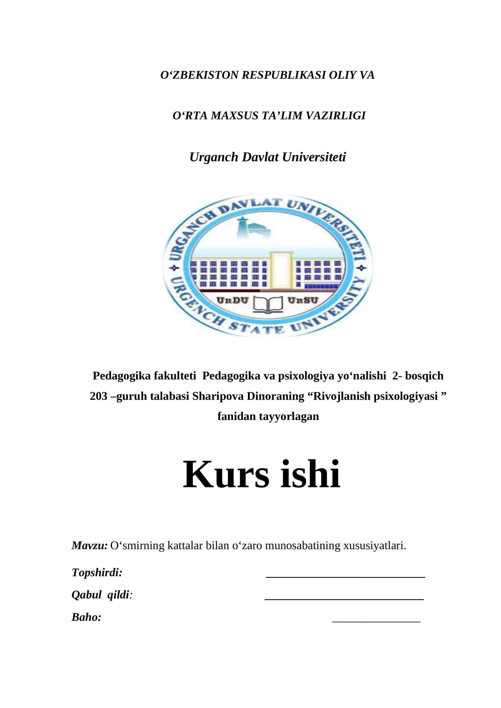 Rivojlanish psixologiyasi 1