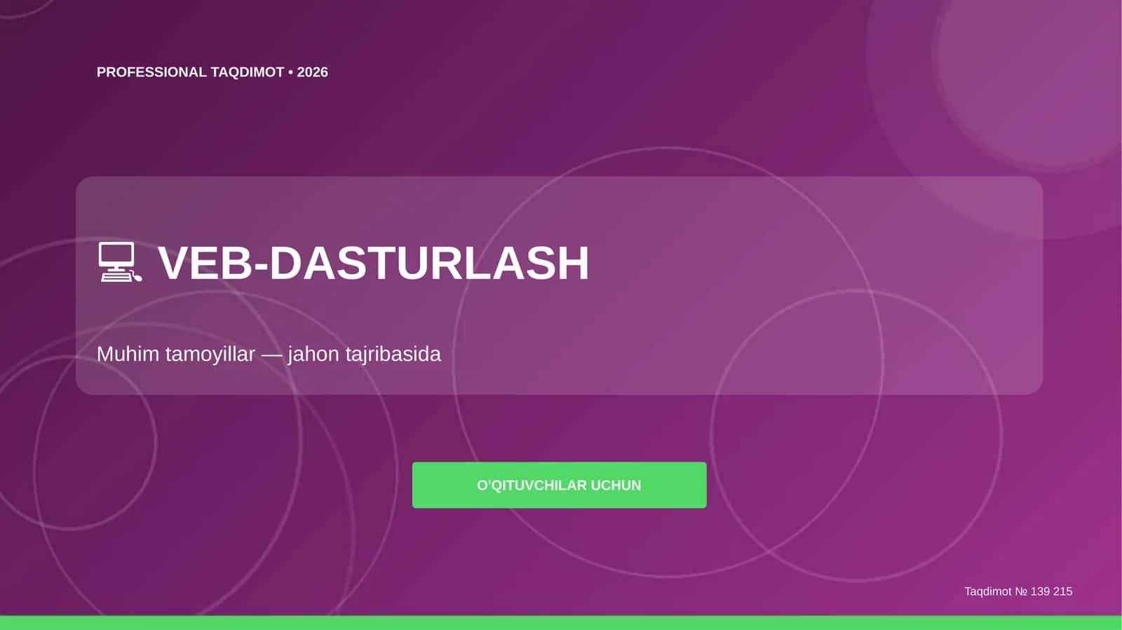 Veb-Dasturlash Muhim Tamoyillar 1