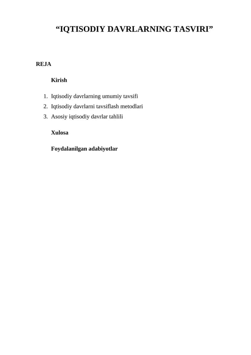 Iqtisodiy davrlarning tasviri 1