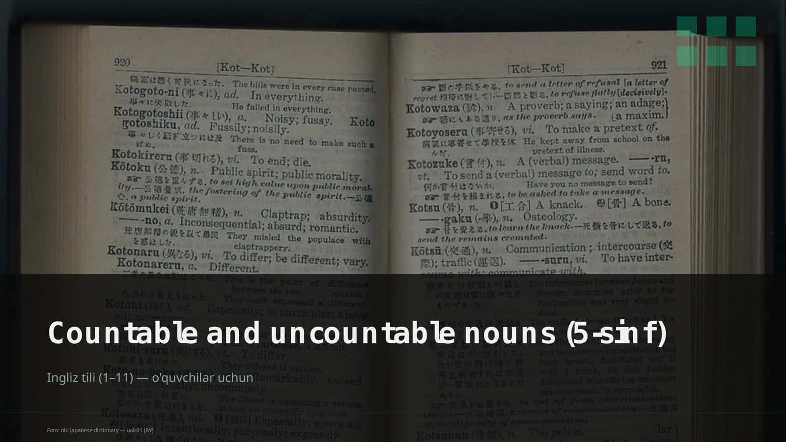 Countable and uncountable nouns (5-sinf) 1