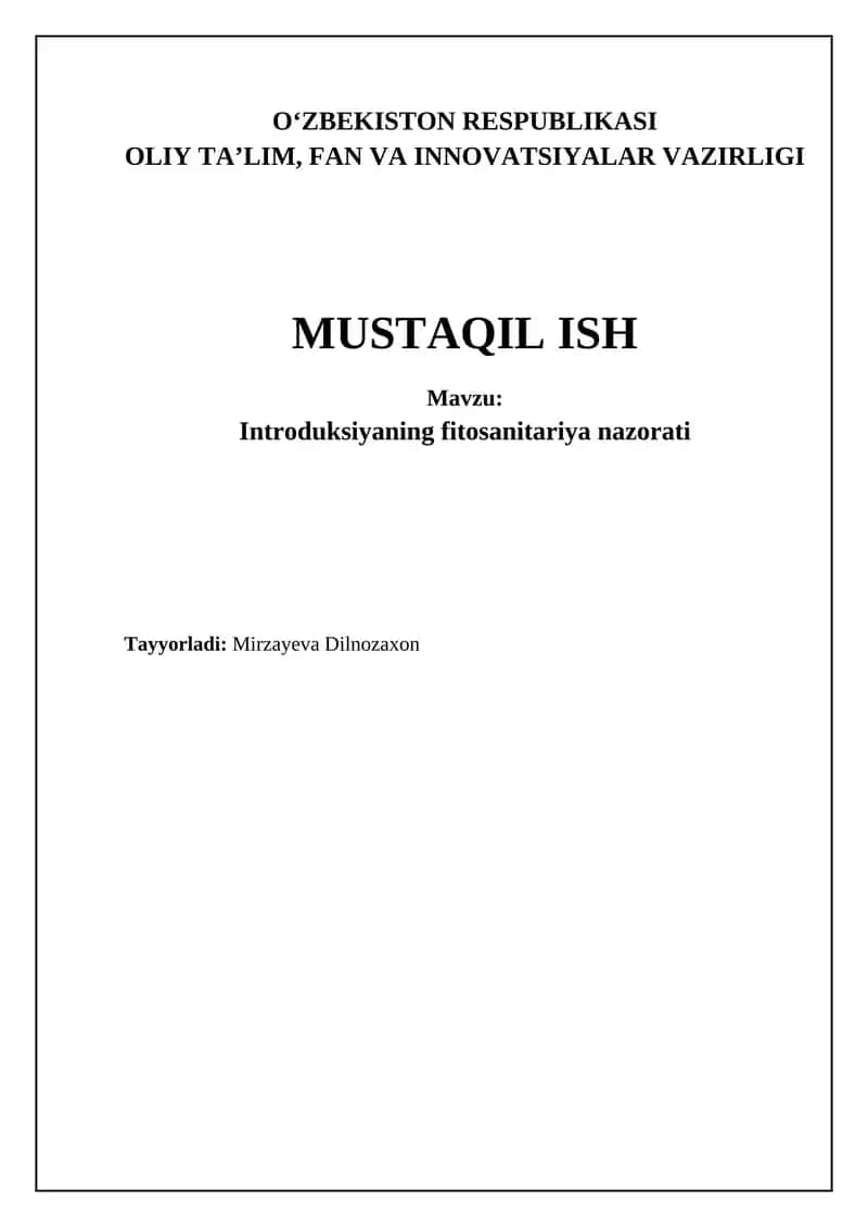 Introduksiyaning fitosanitariya nazorati 1