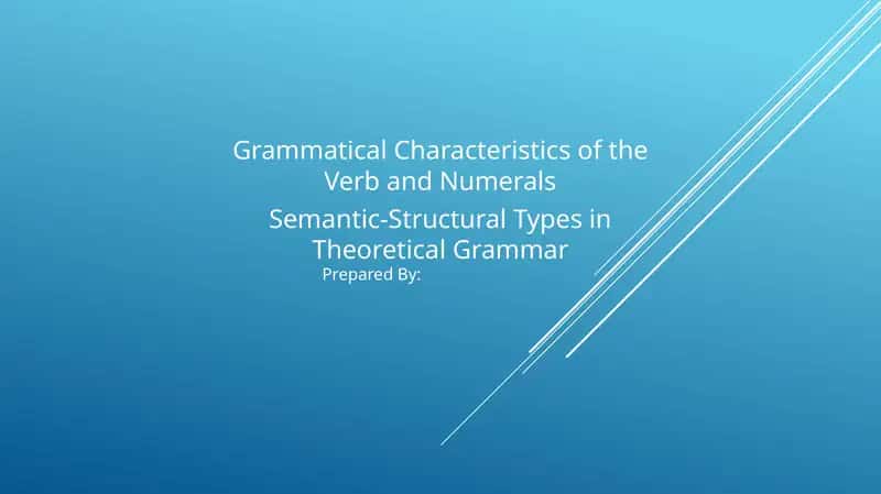 Grammatical Characteristics of the Verb and Numerals. Semantic-Structural Types in Theoretical Grammar 1