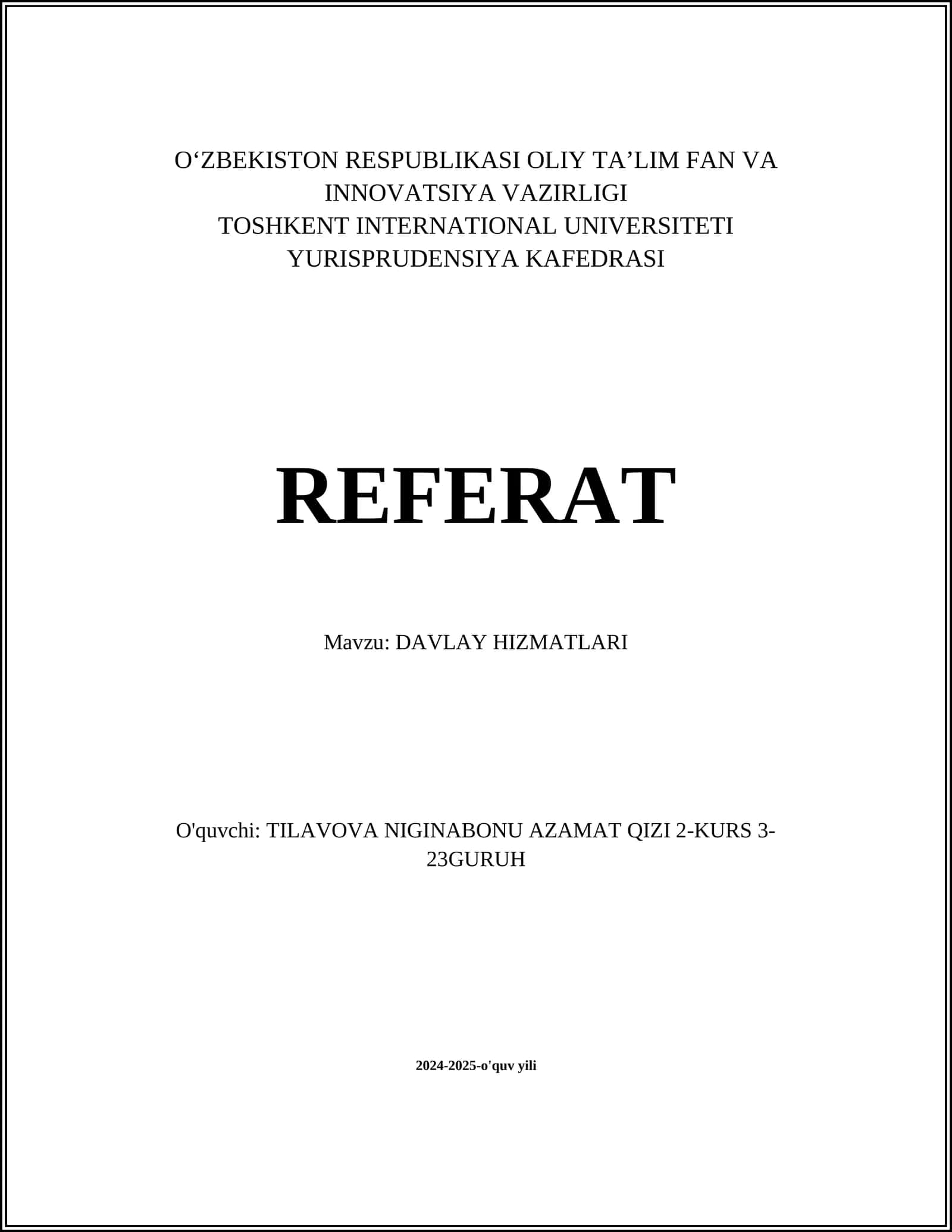 DAVLAT XIZMATLARI 1
