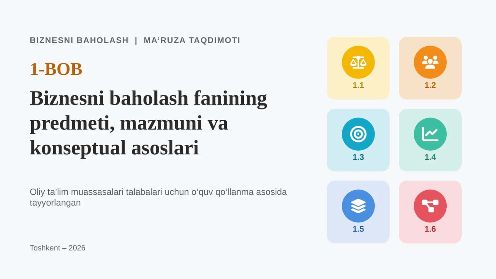 BIZNESNI BAHOLASH | MA’RUZA TAQDIMOTI 1